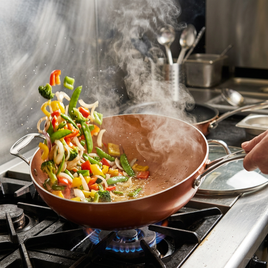 Copper Ceramic Non-Stick Wok – Induction Stir Fry Pan (30cm)