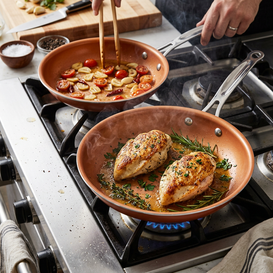 Copper Ceramic Non-Stick Frying Pan Set & Individual Pans – Induction (20cm & 22cm Set, 24cm, 30cm)