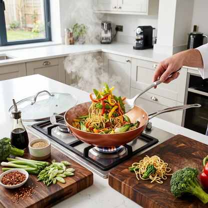 Copper Ceramic Non-Stick Wok – Induction Stir Fry Pan (30cm)