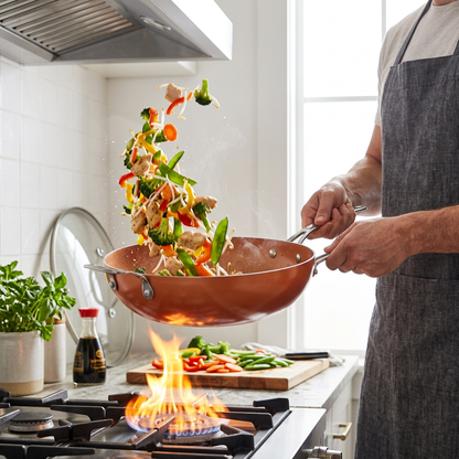 Copper Ceramic Non-Stick Wok – Induction Stir Fry Pan (30cm)