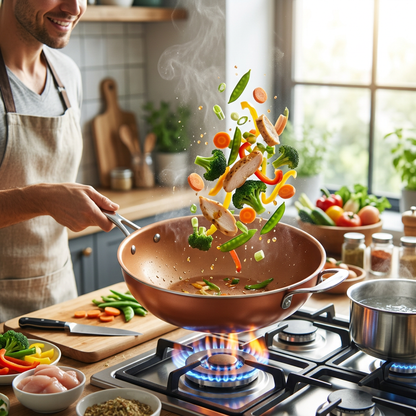 Copper Ceramic Non-Stick Wok – Induction Stir Fry Pan (30cm)