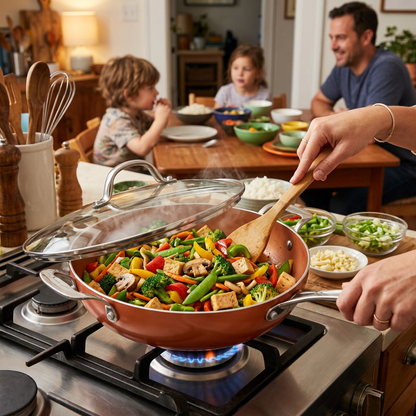 Copper Ceramic Non-Stick Wok – Induction Stir Fry Pan (30cm)