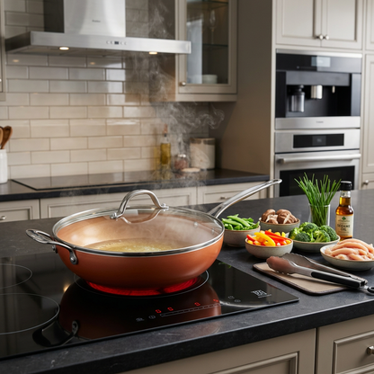 Copper Ceramic Non-Stick Wok – Induction Stir Fry Pan (30cm)