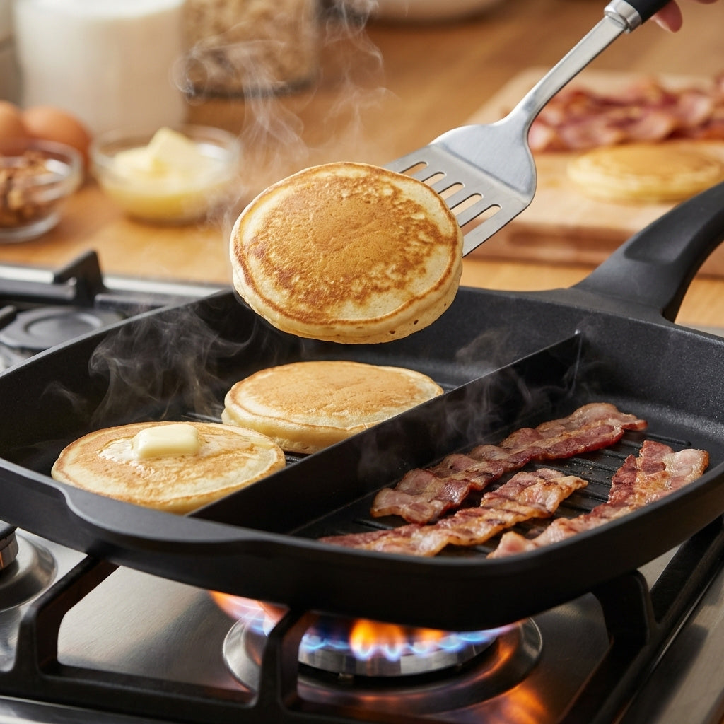 Non-Stick Sectional Grill & Griddle Pan – Induction Multi-Section Cooking Pan (1, 2, 3 & 5 Sections)