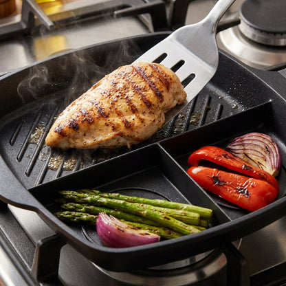 Non-Stick Sectional Grill & Griddle Pan – Induction Multi-Section Cooking Pan (1, 2, 3 & 5 Sections)