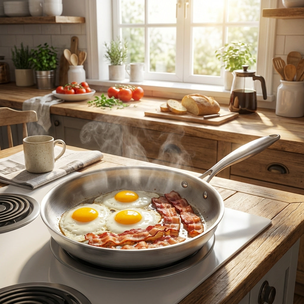 Tri-Ply Stainless Steel Frying Pan – Professional Induction Skillet (24cm & 28cm)
