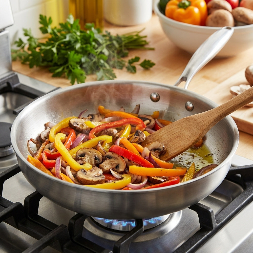 Tri-Ply Stainless Steel Frying Pan – Professional Induction Skillet (24cm & 28cm)