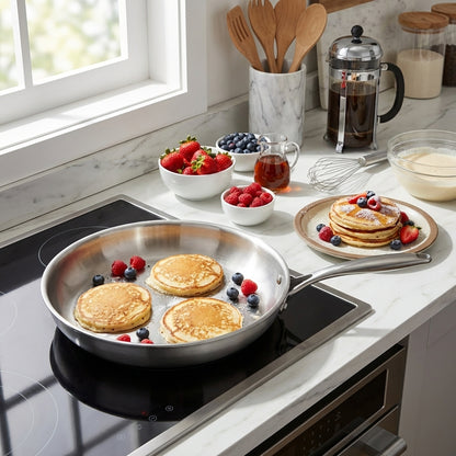 Tri-Ply Stainless Steel Frying Pan – Professional Induction Skillet (24cm & 28cm)