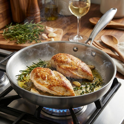 Tri-Ply Stainless Steel Frying Pan – Professional Induction Skillet (24cm & 28cm)