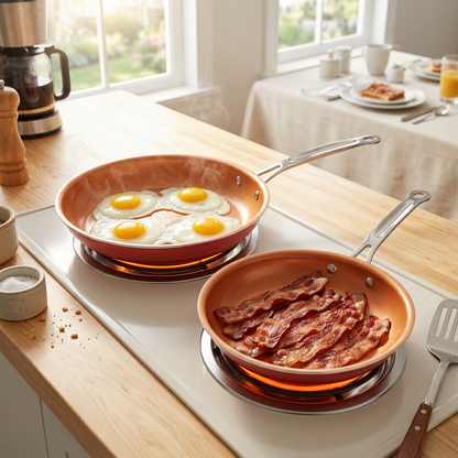 Copper Ceramic Non-Stick Frying Pan Set & Individual Pans – Induction (20cm & 22cm Set, 24cm, 30cm)