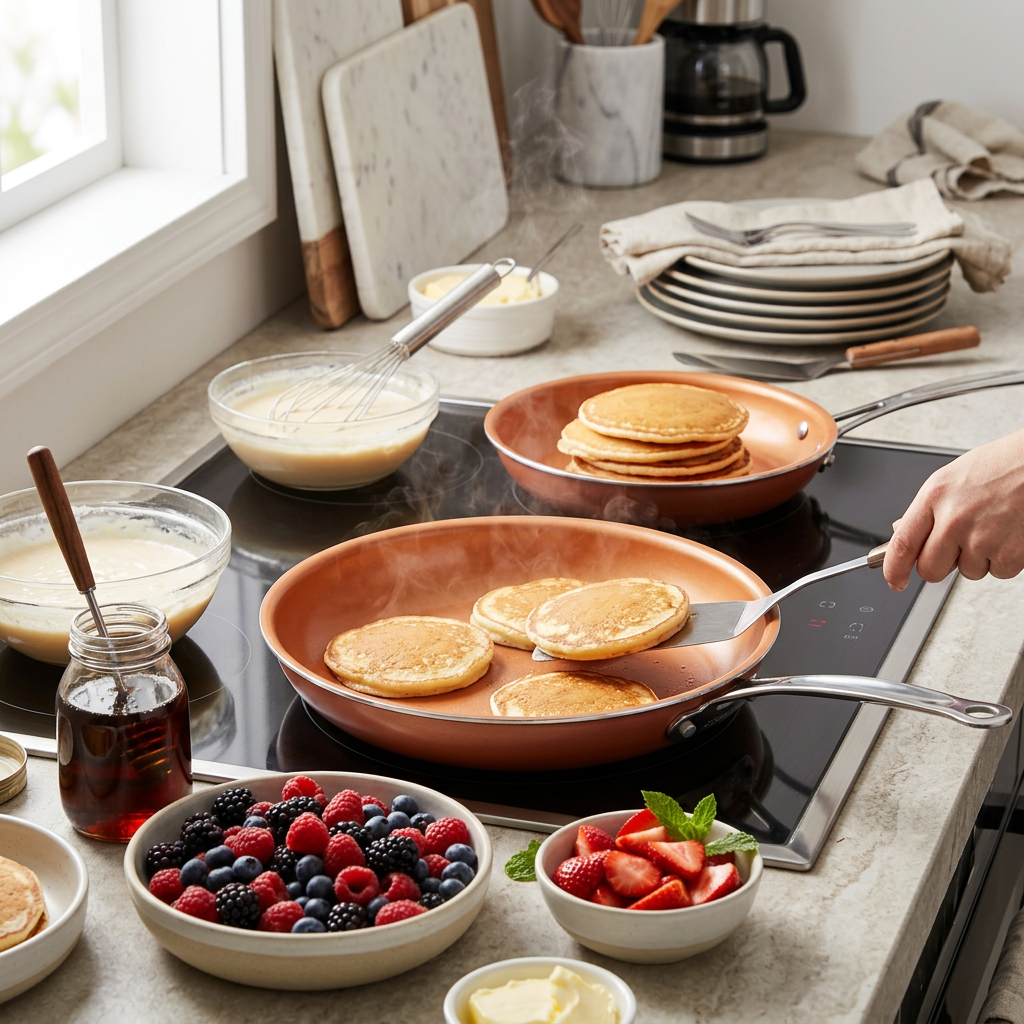 Copper Ceramic Non-Stick Frying Pan Set & Individual Pans – Induction (20cm & 22cm Set, 24cm, 30cm)