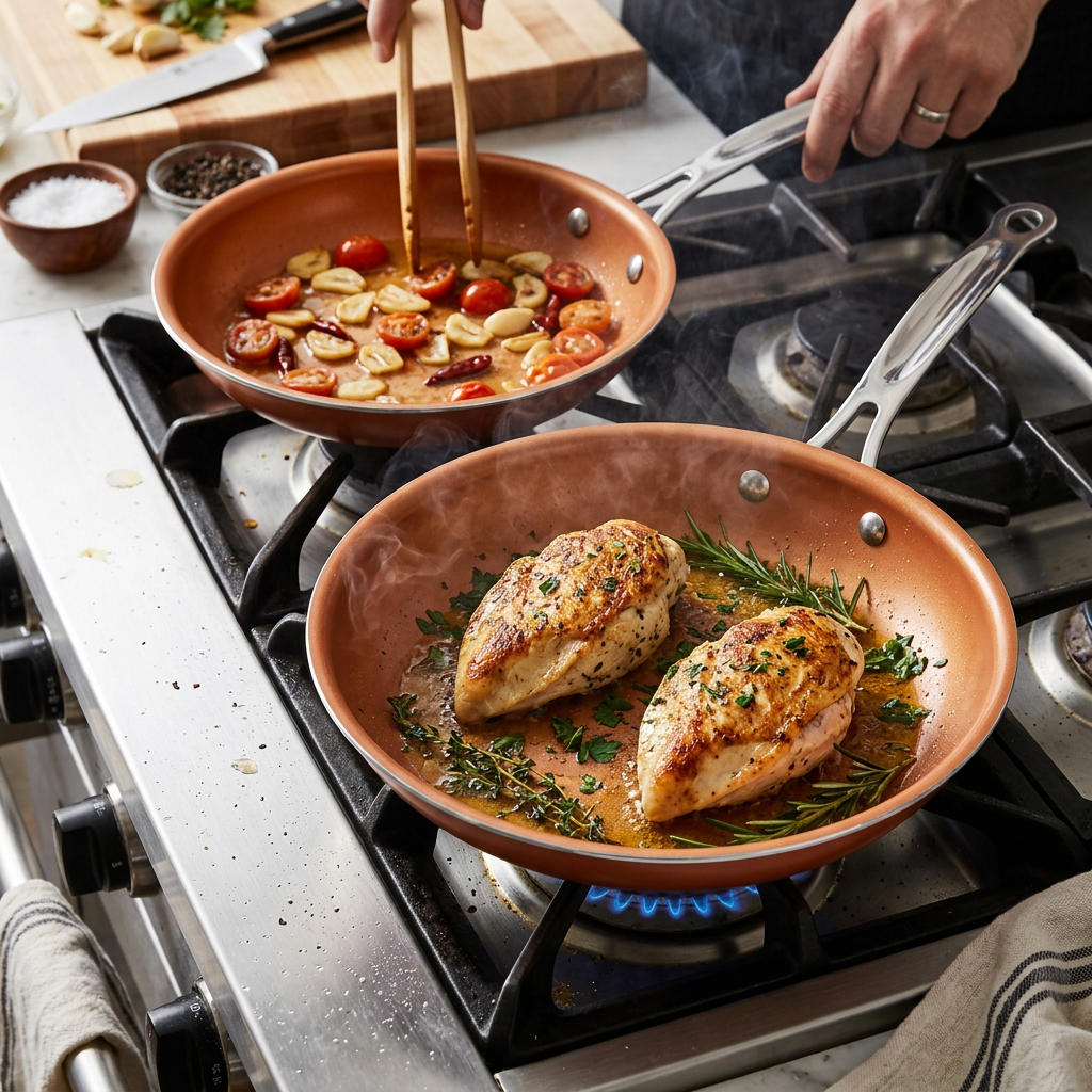 Copper Ceramic Non-Stick Frying Pan Set & Individual Pans – Induction (20cm & 22cm Set, 24cm, 30cm)