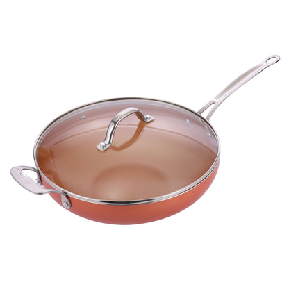 Copper Ceramic Non-Stick Wok – Induction Stir Fry Pan (30cm)