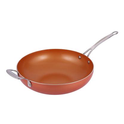 Copper Ceramic Non-Stick Wok – Induction Stir Fry Pan (30cm)